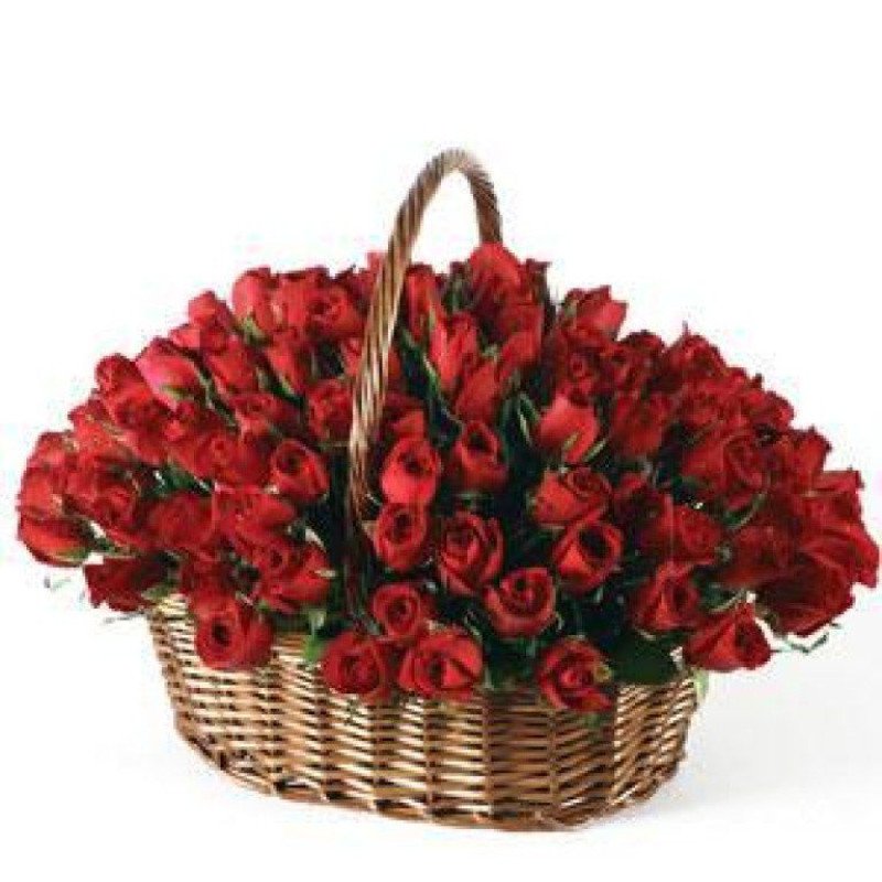 100 Red Roses Basket