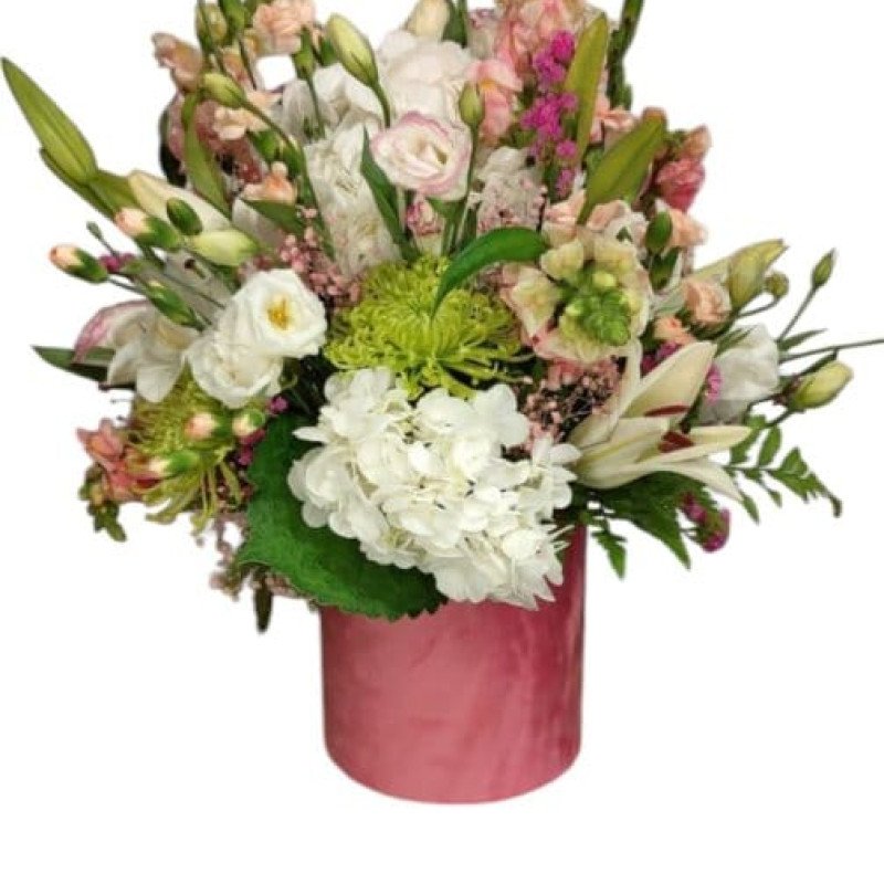 Elegant floral box with different flowers