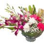 Glass bowl mixed color bouquet